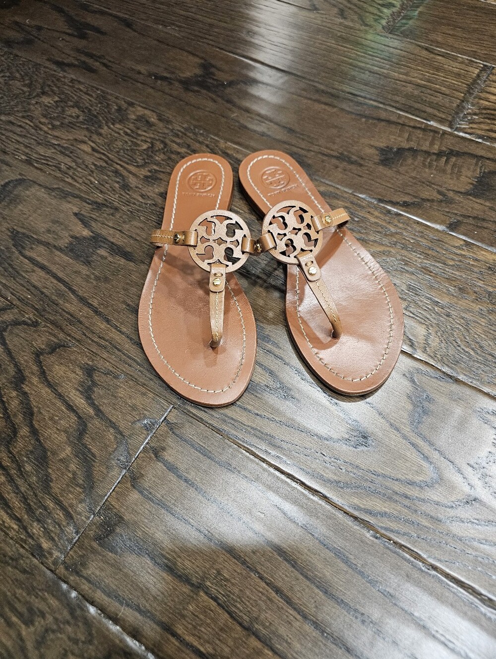 Tory Burch Mini Miller Sandals, Size 5.5, Brown,
